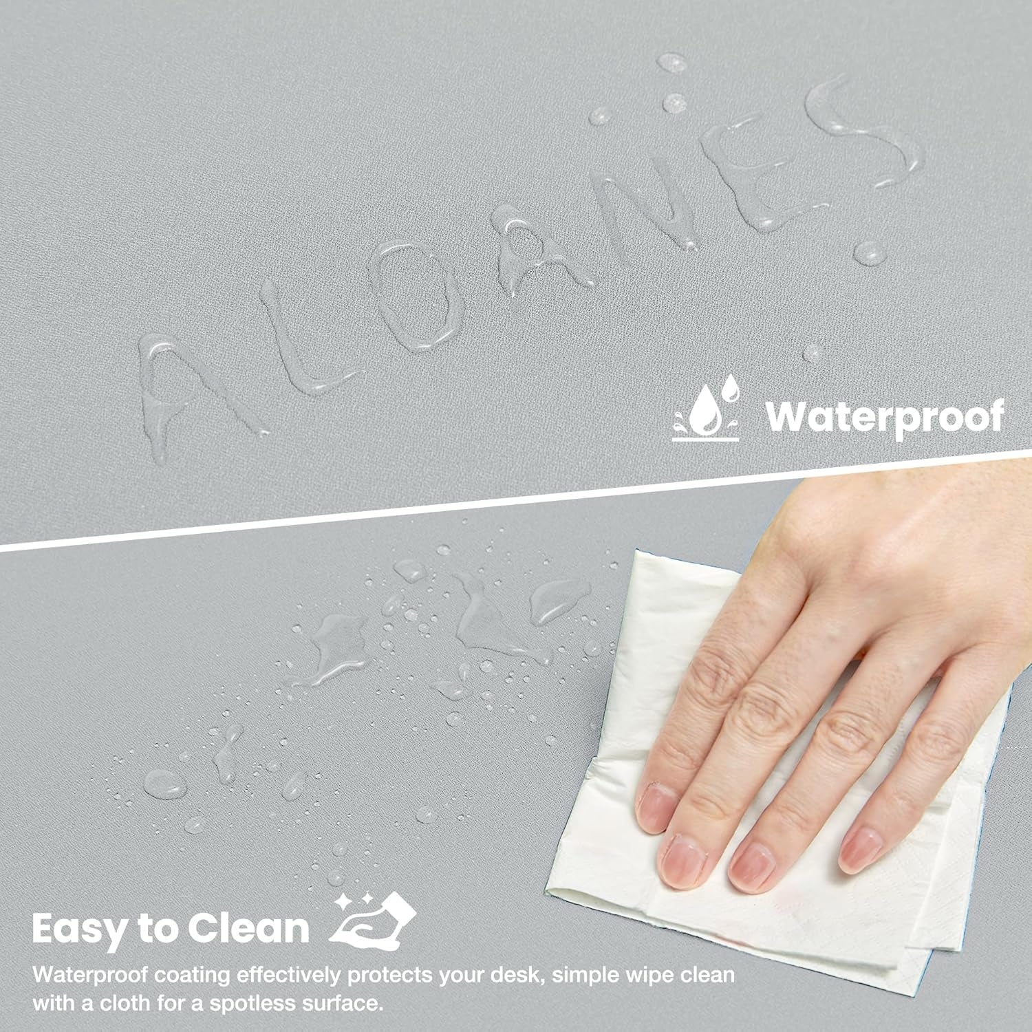 Waterproof Large Gaming Mouse Pad with Durable Stitched Edges，Non-Slip Rubber Base, Mouse Mat Desk Pad for Home Office Gaming, 35.4”X15.7”X0.12”, Gray